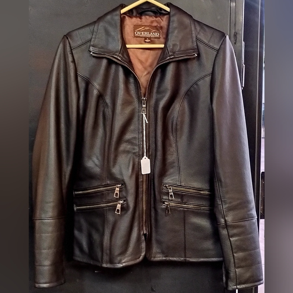 Overland Brown Leather Jessica Jacket Women's Size XS Buckle Zippers